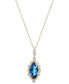 ფოტო #1 პროდუქტის London Blue Topaz (2-1/3 ct. tw.) & Diamond (1/20 ct. tw.) Marquise Floral 18" Pendant Necklace in 14k Gold