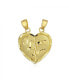 ფოტო #1 პროდუქტის Real 14K Yellow Gold Message Words "I Love You" BFF Split Heart 2 pcs Set Broken Heart Break Apart Puzzle Pendant Necklace No Chain