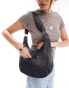 Glamorous washed denim shoulder crescent tote bag in black