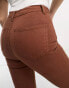 Фото #2 товара DTT Petite Bianca high waisted wide leg disco jeans in chocolate