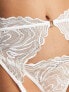 Фото #4 товара ASOS DESIGN Bridal metallic swirl lace suspender belt in white