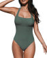 ფოტო #1 პროდუქტის Women's Grey Square Neck Halter One-Piece