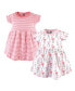 ფოტო #1 პროდუქტის Baby Girls Cotton Short-Sleeve Dresses 2pk, Flamingos