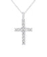 ფოტო #1 პროდუქტის Lab-Created Diamond Cross 18" Pendant Necklace (1/2 ct. t.w.) in Sterling Silver or 14K Gold-Plated Sterling Silver