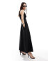 Фото #1 товара & Other Stories sleeveless maxi dress with volume hem in black mixed jersey and woven fabric