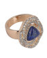 Фото #2 товара Gold Tone and Sodalite Crystal Stone and Semi-Precious Stone Cocktail Ring