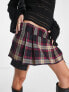ASOS DESIGN Petite mini kilt skirt in burgundy check