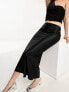 Фото #4 товара COLLUSION low rise satin maxi skirt in black