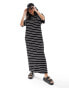 Фото #1 товара ASOS DESIGN oversized midaxi t-shirt dress in mono space stripe