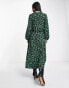 Фото #4 товара New Look floral crinkle midi dress with ruffle detail in green