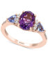 ფოტო #1 პროდუქტის EFFY® Amethyst (1-5/8 ct. t.w.), Tanzanite (3/4 ct. t.w.) & Diamond (1/10 ct. t.w.) Ring in 14k Rose Gold