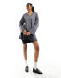 Фото #4 товара Object oversized v neck jumper co-ord with contrast trim in grey