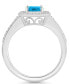 ფოტო #3 პროდუქტის Blue Topaz (1-3/5 ct. t.w.) and Diamond (1/5 ct. t.w.) Halo Ring in Sterling Silver