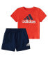 Фото #1 товара Костюм для малышей Adidas Комплект футболка с коротким рукавом и шорты из французского терри, 2 штуки.