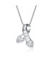 Фото #1 товара Stunning Sterling Silver White Gold Plated Cubic Zirconia Thick Ribbon Pendant