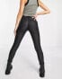 Фото #4 товара River Island Molly mid rise waxed coated skinny jeans in black