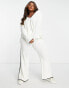 M Lounge Curve tipped slouchy wide leg ribbed knit trouser co-ord in white ice EISWEISS/SCHWARZ, 46 - фото #4