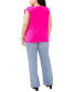 Фото #4 товара Plus Size Solid Color V-Neck Shirred Shoulder Top