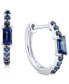ფოტო #1 პროდუქტის Sapphire Extra Small Hoop Earrings (1/2 ct. t.w.) in 14k White Gold, 0.43"