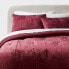 3pc King Luxe Distressed Crinkle Velvet Comforter and Sham Set Berry Red -