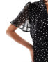 Mango spot print tea dress in black