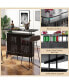 Фото #9 товара 4-Tier Liquor Bar Table with 6 Glass Holders and Metal Footrest