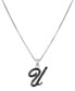 ფოტო #1 პროდუქტის Sterling Silver Necklace, Black Diamond "U" Initial Pendant (1/4 ct. t.w.)