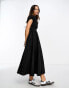 ASOS DESIGN parachute full circle midi dress in black