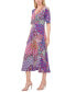 Women's Mixed-Print Twist-Front Midi Dress