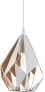 Фото #1 товара EGLO Carlton 1 Pendant Lamp, 3-Bulb Vintage Pendant Light, Retro Metal Pendant Lamp in White and Gold, E27 Socket [Energy Class A]