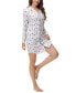 ფოტო #5 პროდუქტის Women's Long Sleeve Notch Collar Sleepshirt Nightgown