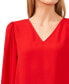 Фото #3 товара Women's Long-Sleeve Smocked-Cuff V-Neck Blouse