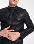 ONLY & SONS faux leather racer jacket in black