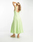 Фото #2 товара ASOS DESIGN linen tie strap swing maxi sundress with godets in apple green