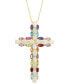 ფოტო #4 პროდუქტის EFFY® Opal (5 ct. t.w.) & Multi-Gemstone (4-5/8 ct. t.w.) 18" Cross Pendant Necklace in 14k Gold