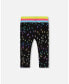 ფოტო #3 პროდუქტის Girl Capri Legging Black With Colored Metallic Flower Print - Child