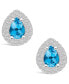 ფოტო #3 პროდუქტის Topaz (1-3/4 ct. t.w.) and Diamond (5/8 ct. t.w.) Halo Stud Earrings in 14K White Gold