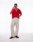 Фото #5 товара Topman relaxed fit knitted textured button through shirt in red