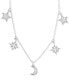 Фото #1 товара Macy's cubic Zirconia Star & Moon Dangle Statement Necklace in Sterling Silver, 16" + 2" extender (Also in 14k Gold Over Silver)