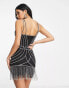 Фото #2 товара Starlet exclusive contoured sequin fringe mini dress in black