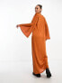 NA-KD sheer wide sleeve maxi dress in rust