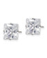 Stainless Steel Polished Square CZ Stud Earrings