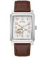 ფოტო #1 პროდუქტის Men's Automatic Sutton Brown Leather Strap Watch 33mm