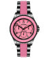 Women's Analog Black Alloy with Pink Silicone Center Link Bracelet Watch, 40mm