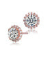 ფოტო #2 პროდუქტის Sterling Silver Clear Round Cubic Zirconia with Pronged Halo Small Clear Round Cubic Zirconias Button Style Earrings