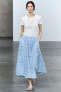 Фото #1 товара Расклешенная юбка с ажурной вышивкой — zw collection ZARA