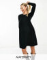 Фото #1 товара Mamalicious Maternity long sleeve jersey midi dress in black