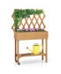 Фото #1 товара Wooden Raised Garden Bed Mobile Elevated Planter Box with Trellis