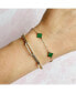 ფოტო #2 პროდუქტის Mini Malachite Clover Bracelet 14K Gold