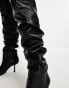 Simmi London Wide Fit Adonis ruched over the knee heeled boots in black